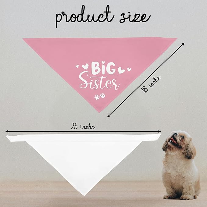 Big Sister Dog Bandanas Baby Announcement Pink Dogs Bandana for Small Medium Dogs Bandana Pregnancy Announcement Photo Prop Pet Scarf Accessories for Pet Dog Lovers Gifts