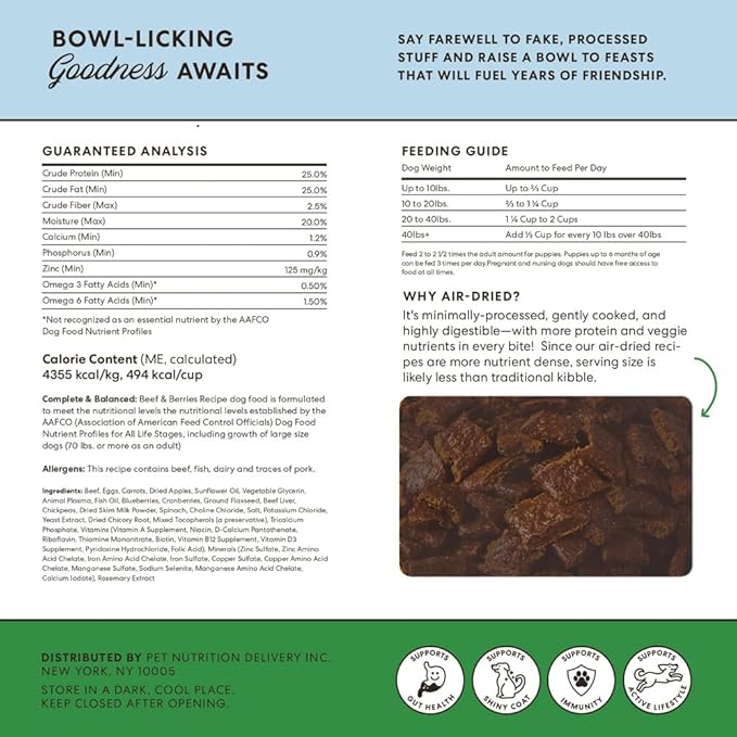 The Pets Table Beef & Berries Grain-Free Air-Dried Dog Food, 48 Oz. Bag (Pack of 2)