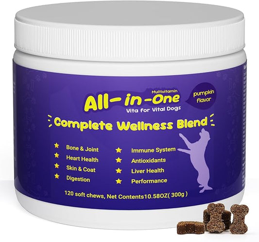 Premium Probiotics for Dogs with Digestive Enzymes & Fiber | Duck Flavor Soft Chews for Itchy Skin, Ear Health, Gut & Immune Support (Pumpkin)