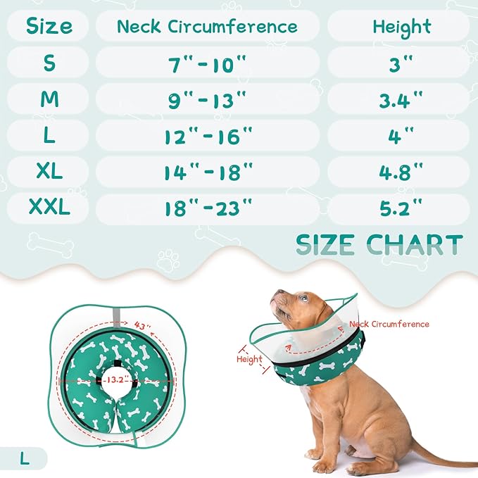 Supet Raised Inflatable Dog Cone Collar to Stop Licking, Soft Dog Cone Alternative After Surgery, Pet Neck Donut Collar for Small Medium Large Dogs