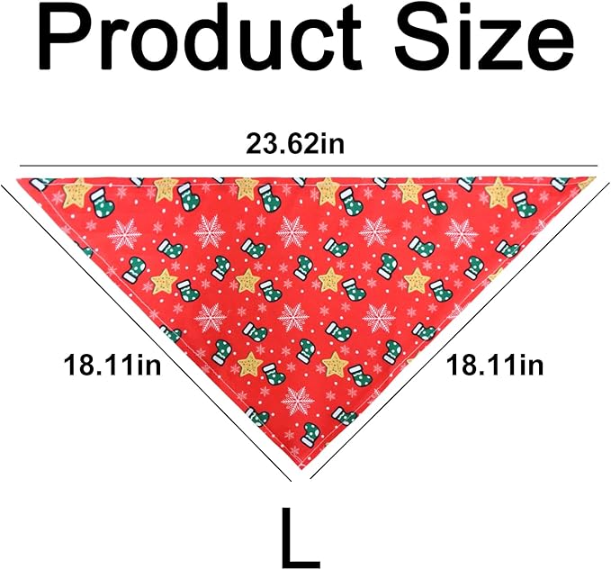 4 Pack Dog Bandana Christmas Scarf Bibs Kerchief Set Pet Christmas Costume Xmas Holiday Bandanas for Medium Large Dogs Pets (Large)