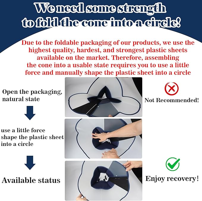 Hard & Heavy Plastic Dog Cone Collar Alternative for Small Dogs (Yorkshire Pomeranian) After Surgery, Adjustable Recovery Cone Anti-Lick, Elizabethan Protective Collar Cone of Shame for Healing