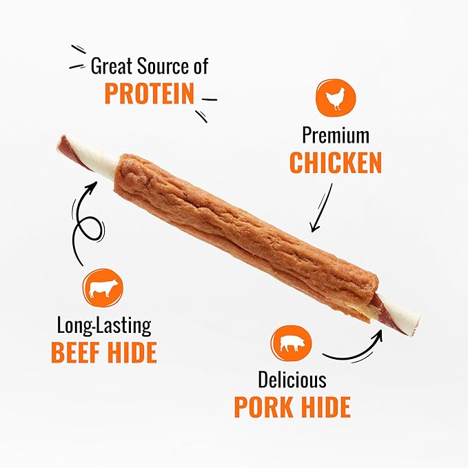 Good 'n' Fun Triple Flavor Ribs Chews for All Dogs, 24 Ounces, Treat Your Dog to Long-Lasting Chews Made with Beef Hide, Chicken and Pork Hide