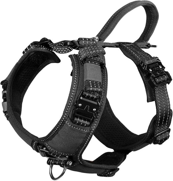 ICEFANG Dog Strap Harness with All-Metal Hardware,for Small Sized Dog,K9 Vest,Y-Shape Soft Padding,Adjustable Pet Harness,No-Pull Front Leash Clip (Small (Pack of 1), Black)