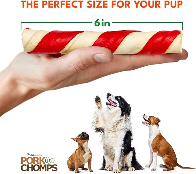 Pork Chomps Baked Pork Skin Dog Chews, 6-inch Twists, Assorted Flavors, 12 Count