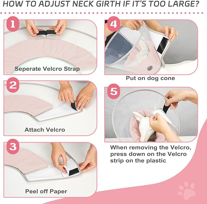 Dog Cone Collar to Stop Licking, Clear Elizabeth Recovery Collar with Soft Pad for Large, Medium, Small Dogs, Pet Head Cone Alternative After Surgery, Neutering, Injury (M)