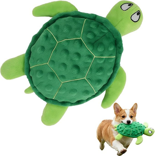 Squeaky Sea Turtle Plush Dog Toy – Durable, Stuffing-Free Interactive Chew Toy for Small Dogs – Relieves Anxiety & Teething – Keeps Puppies Busy, No Mess, Perfect for Indoor Play (Green)