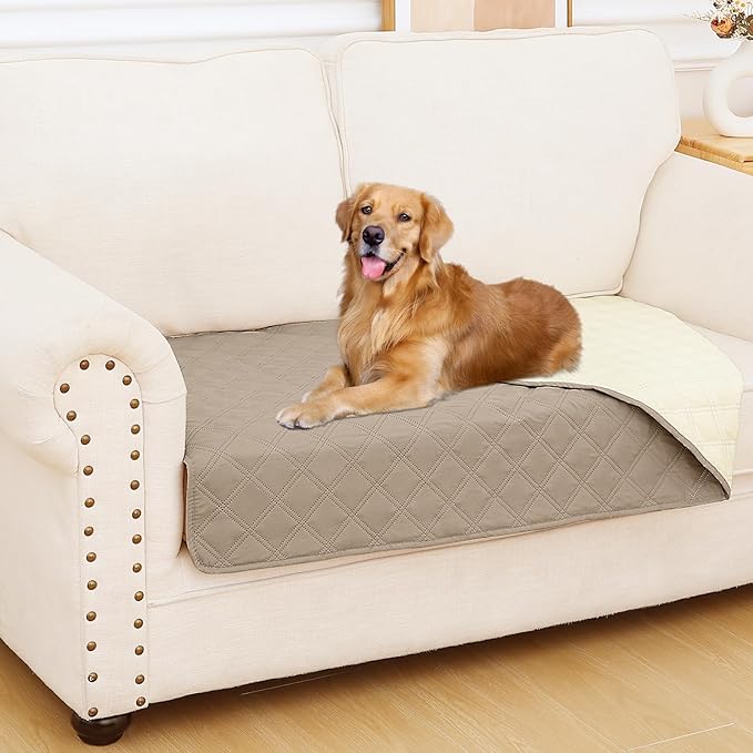 Smiry Waterproof Dog Blanket, Reversible Dog Bed Cover Pet Blanket, Soft Pet Couch Covers for Sofa Washable, Bed Couch Sofa Furniture Protector for Puppy Cat Kids (30"x53", Taupe/Beige)