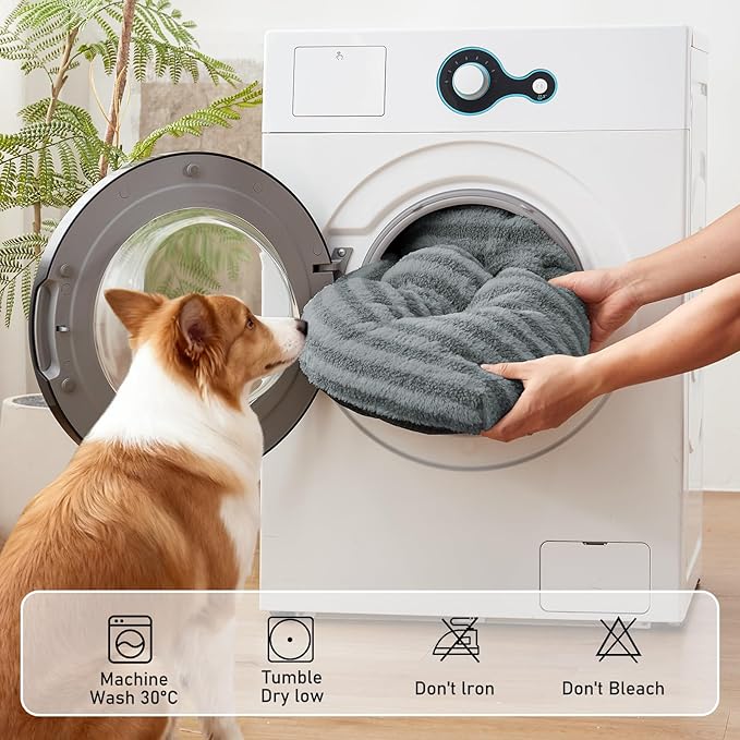FURTIME Washable Dog Bed Large Sized Dogs, Deluxe Dog Crate Beds Comfy Fluffy Kennel Pad Anti-Slip Pet Sleeping Mat, Machine Washable Dogs Pillow, 35"x23"x3.5", Gray
