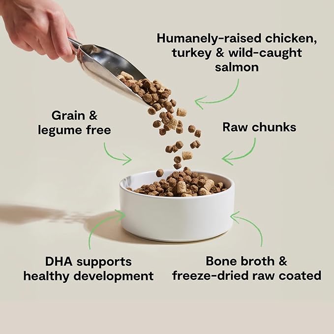 Open Farm, RawMix Dry Cat Food, Protein-Packed Kibble Coated in Bone Broth with Freeze Dried Raw Chunks, Formulated for Kittens, Chicken with Turkey & Wild-Caugh Salmon Recipe for Kittens, 8lb Bag