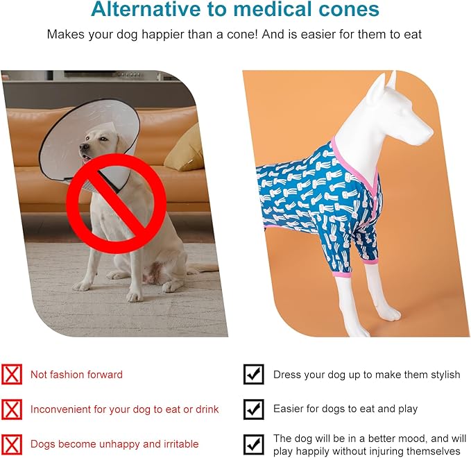 LovinPet Large Dog Jumpsuit, Dog Pjs, Lightweight Stretchy Fabric, Blue Octopus Print Dog Jumpsuit, Onesies for Dogs, Pitbull Shirt, Pajamas for Pitbulls, Easy to Wear Large Dog Clothes, XL