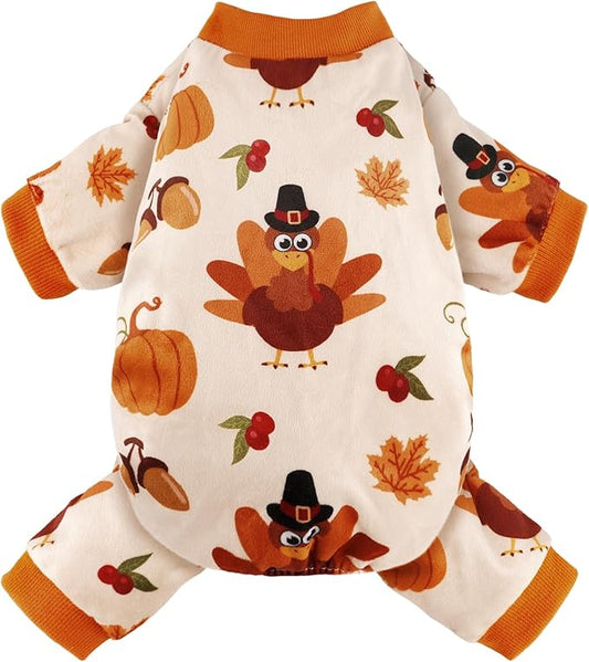 Dog Pajamas Soft Lightweight Dog Onesies Outfit Clothes for Small Medium Large Puppy Pjs for Pet Boys Girls Dogs Cats (XXL (Back: 17.8",Chest: 22.8", Neck: 13"), Turkey)
