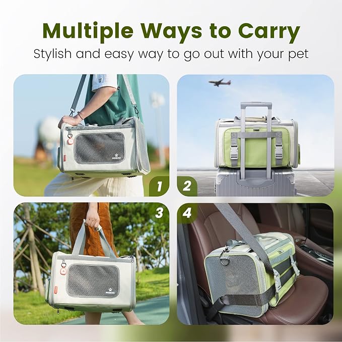Pawaii Cat Carrier with ID Tag, TSA Airline Approved Soft Sided Collapsible Pet Travel Carrier, Portable Comfortable Convenient Foldable Cat Travel Bag