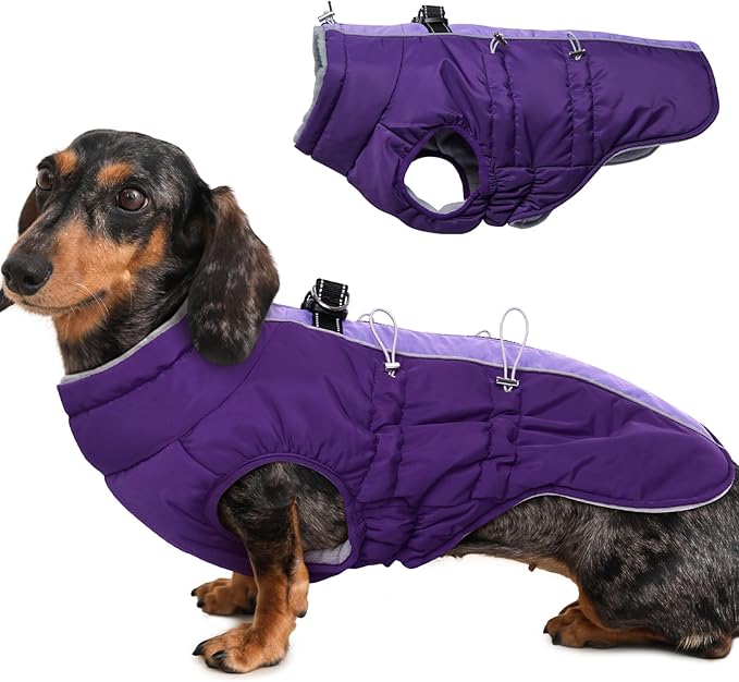 Dog Coat Winter Warm Dog Jackets for Medium Dogs Reflective Snowsuit with Harness Fleece Dogs Snow Jacket Vest Waterproof Pet Clothes for Cold Weather