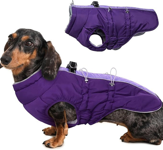 Dog Coat Winter Warm Dog Jackets for Medium Dogs Reflective Snowsuit with Harness Fleece Dogs Snow Jacket Vest Waterproof Pet Clothes for Cold Weather