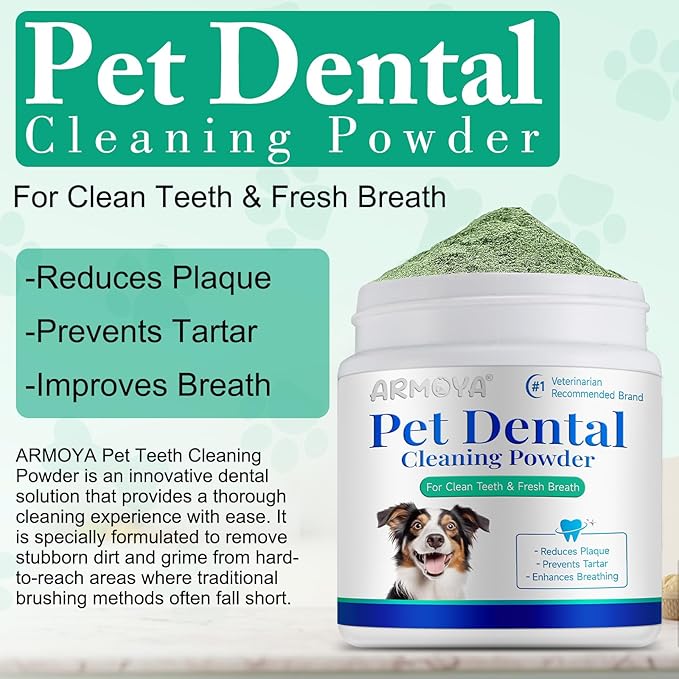 Dog Dental Powder for Fresh Breath and Healthy Teeth - Plaque Control for Small, Medium, Large Dogs