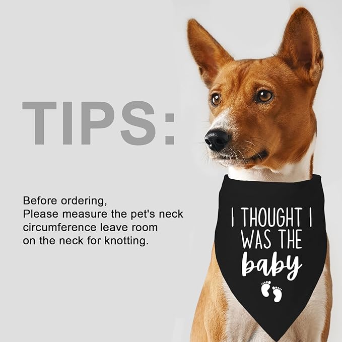 I Thought I was The Baby Bandana Pet Scarf Pregnancy Announcement Bandana Dog Bandana for Dogs Pet Accessories for Dog Lovers Pregnancy Reveal Ideas (Black)