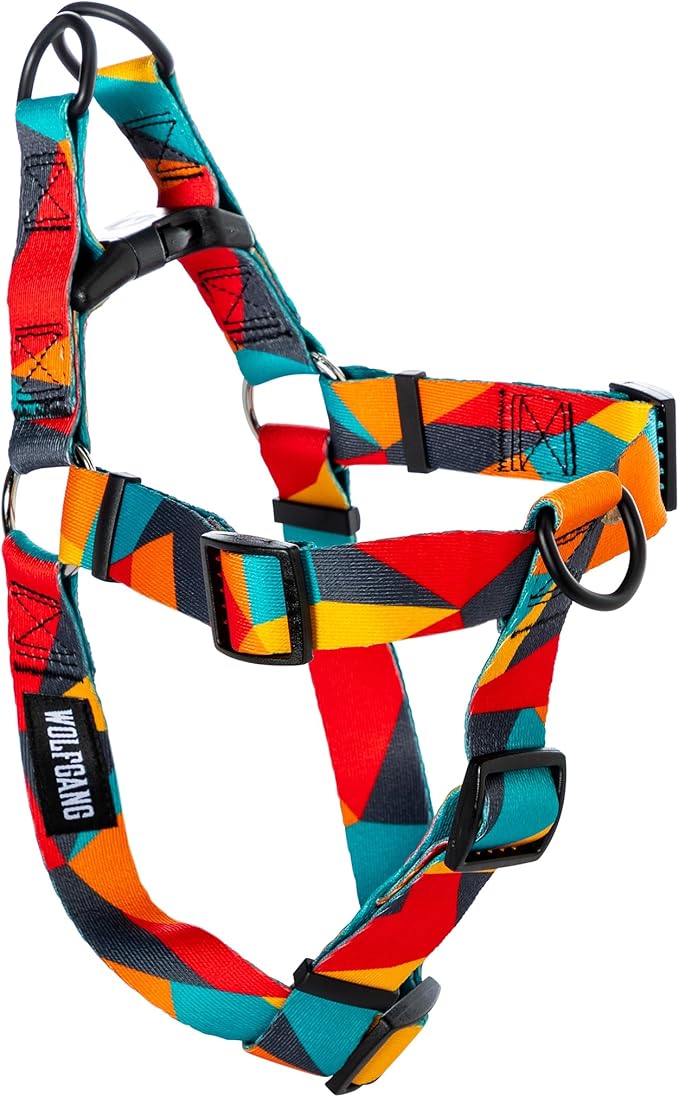 Wolfgang Heavy Duty Adjustable Dog Harness, Pull-Tested to Over 800 lbs for Walking & Training, ShatterShapes Print, Extra Large