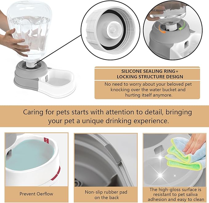 1.58 Gallon Automatic Dog Water Bowl Dispenser, Large Capacity Water Feeder for Cats and Dogs, BPA-Free, 1.58 Gallon Grey