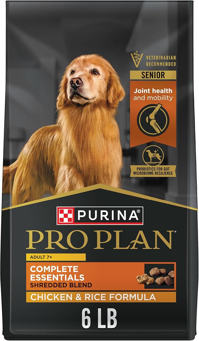 Purina Pro Plan Senior Dog Food With Probiotics for Dogs, Shredded Blend Chicken & Rice Formula - 6 lb. Bag