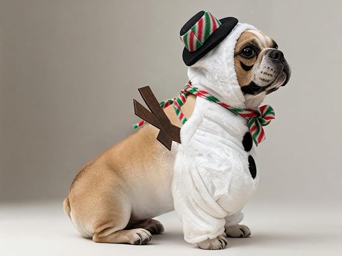 Pet Costume for Small Dogs Cats,Halloween Hoodies Winter Puppy Coat Outfits Funny Pajamas Clothes for Christmas Party,Snowman L