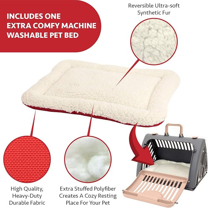 SportPet Designs Foldable Travel Cat Carrier - Front Door Plastic Collapsible Carrier Collection, Waterproof Bed