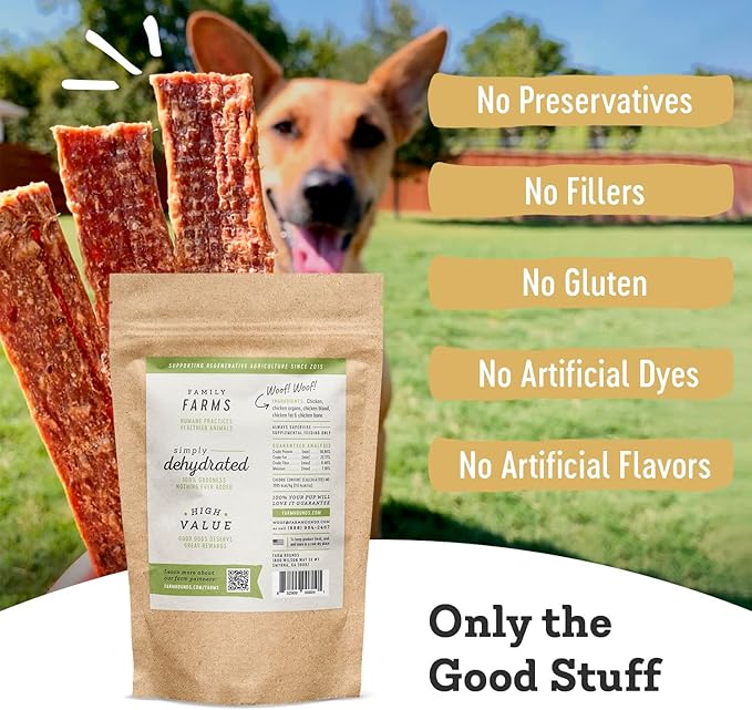 Farm Hounds - Chicken Strips - Premium Natural Jerky for Dogs - Made from 100% Humanely Raised Chicken - Break-to-Size - Great for Training & Treats - No Added Fillers - Made in USA - 4.5 oz - 1 Pack
