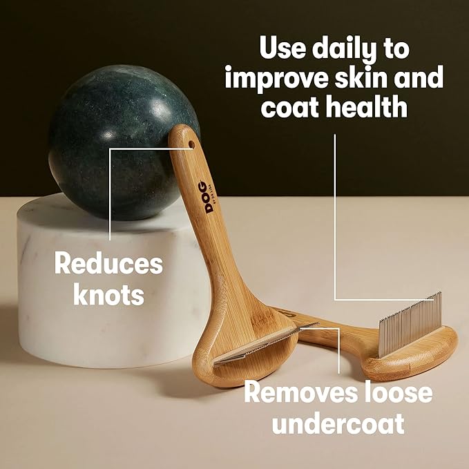 DOG by Dr Lisa - Rake - Brush for Dogs - for Thick-Coats - for Shedding and Grooming - Made from Sustainable Bamboo - Vet-Created - One Size