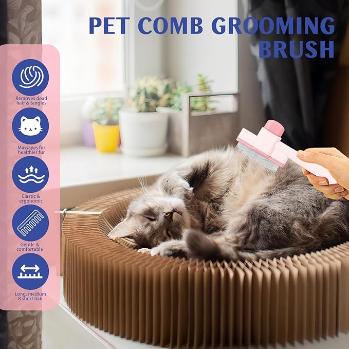 3PCS Flea Comb for Cats and Dogs Self-Cleaning Pet Flea Comb Grooming Brush with Pet Nail Clipper