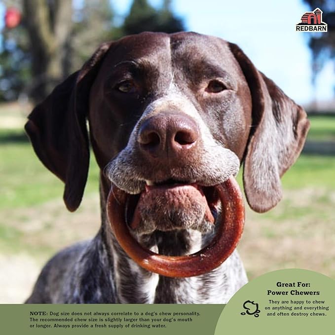 Redbarn Pet Products All-Natural 4" Bully Stick Rings for Dogs - Premium Grain-Free & Rawhide-Free Single Ingredient Long Lasting Low Odor Dental Treat for Chewers - 3 Count