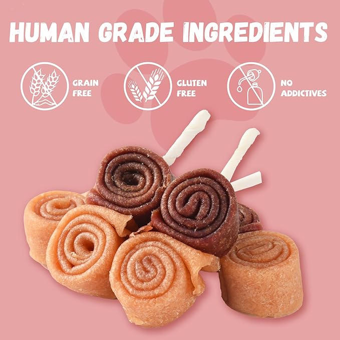 Triple Flavor Dog Treats Chicken Duck Rawhide Lollipops, Long Lasting Rawhide Sticks in Funny Shape, Healthy Chewy High Protein Training Treats Snacks for Medium Large Dogs, 4 Counts, 10.6oz