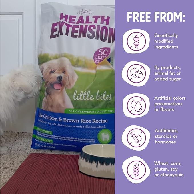 Health Extension Little Bites LITE Dry Dog Food, Chicken & Brown Rice for Small Breeds, Supports Healthy Weight, Digestion, Coat & Joint Health with Probiotics & Superfoods, 15 lb Bag (Pack of 1)