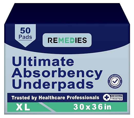 Disposable Bed Pads 30" x 36" - 50 Count - Large Bed Pads for Incontinence - Seniors, Adults & Kids Chucks Pads - Adult Absorbent Incontinence Disposable Underpads for Beds & Furniture