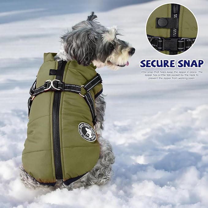 Gyuzh Dog Coat with Harness Puppy Coats Small Dog Harness Jacket Winter Waterproof Jackets for Smal Medium Large Dogs