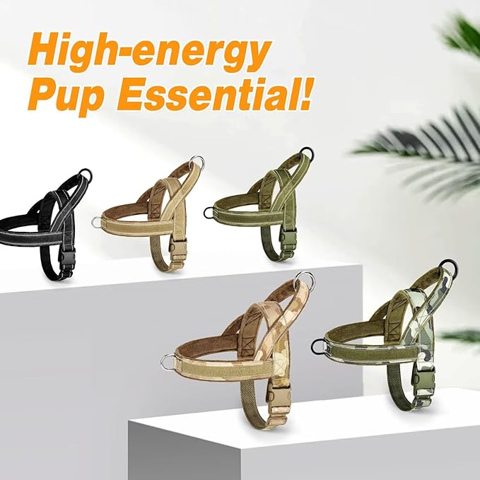 Forestpaw No Pull Dog Harness with Large Handle,Slip on Reflective Vest with Quick Release Buckle,Comfortable Flannel Lining for Medium Large Dogs Walking Training (Includes 3 Patches),Black M