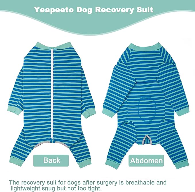 Yeapeeto Dog Onesie Surgery Recovery Suit for Large Medium Bodysuit Dogs Pajamas PJS Full Body for Shedding, Prevent Licking, Wound Protection, Cone Alternative… (Blue Green, 5XL)