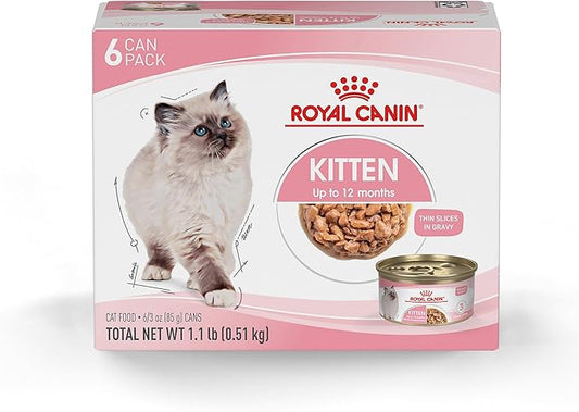 Royal Canin Feline Health Nutrition Kitten Thin Slices in Gravy Cat Food, 3 oz (Pack of 6)