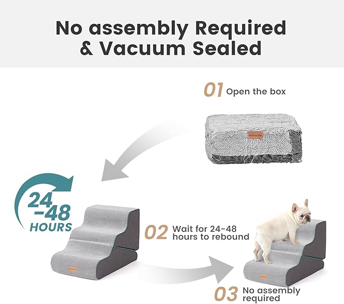 Gardner Pet Dog Stairs for Small Dogs 22.8" H, Curved 5-Step Pet Stairs, Dog Steps for High Bed, Couch (24-30 in) with Durable Non-Slip Waterproof Fabric Cover and CertiPUR-US Certified Foam