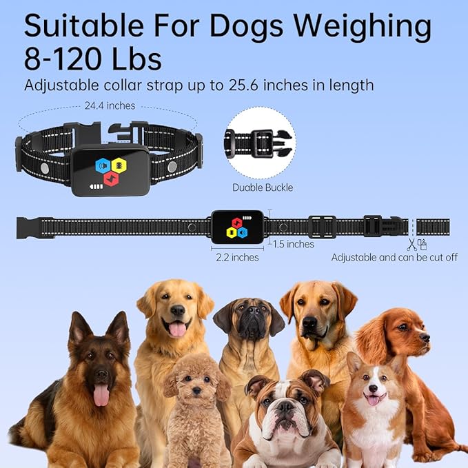 Dog Shock Collar with Remote Control Smart Dog Training Collar with 4 Training Modes for Small Medium Large Dogs(5-120lbs),Rechargeable IP67 Waterproof e Collar for All Breeds