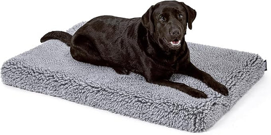 Stoutwool 4" Indestructible Dog Bed - Orthopedic Chew Proof Dog Crate Pad - Fluffy Kennel Mat for Aggressive Chewers - Ideal for Large Breeds & Fits 42-Inch Crate - 41"x27", Charcoal