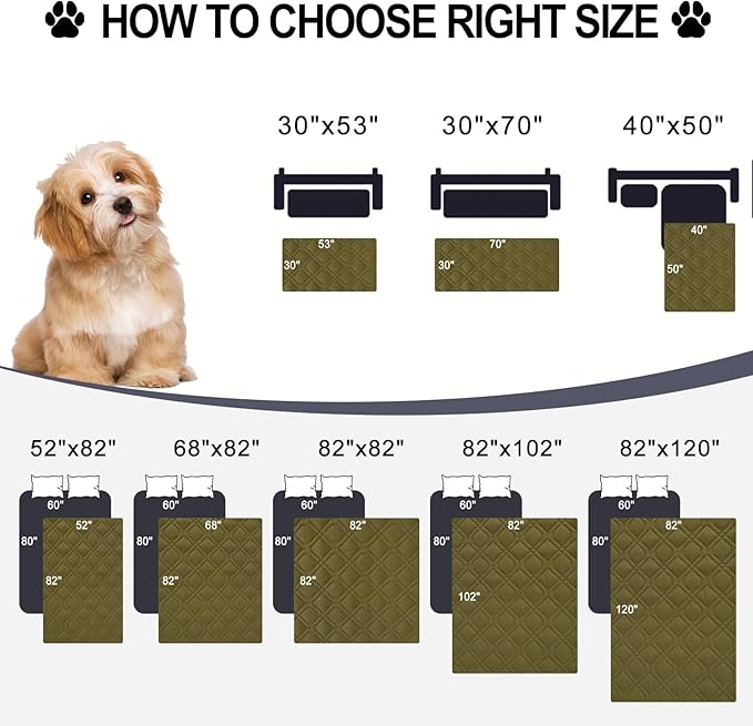 Smiry Waterproof Dog Blanket, 68x82 Inch Soft Pet Bed Cover Reversible, Washable Sofa Couch Furniture Protector for Small Medium Large Dog Puppy Cat, Green/Navy