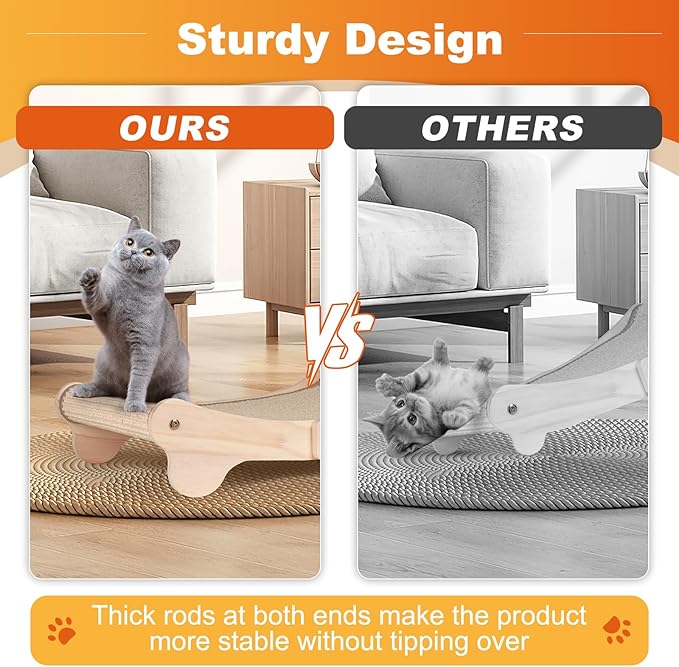 Oroonoko Cat Scratcher Bed for Indoor 2-in-1 Sisal Scratching Post & Hammock with Easy Assembly, Non-Tip Wood Base, Large Cat Bed & Scratch Pad (2-in-1 scracher Bed)