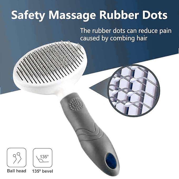 Cat Grooming Brush, Pets Skin Friendly Self Cleaning Slicker Massage Brushes for Shedding Dogs Cats Hair Gentle Remove Loose Undercoat with Long or Short Hairs for All Fur Type- UPGRADED
