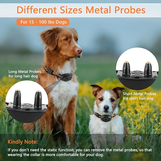 Dog Training Collar, IPX7 Waterproof Dog Shock Collar with Remote Range 1300ft, 3 Training Modes, Beep, Static, Vibration, Rechargeable Electric Training Collar for Small Medium Large Dogs