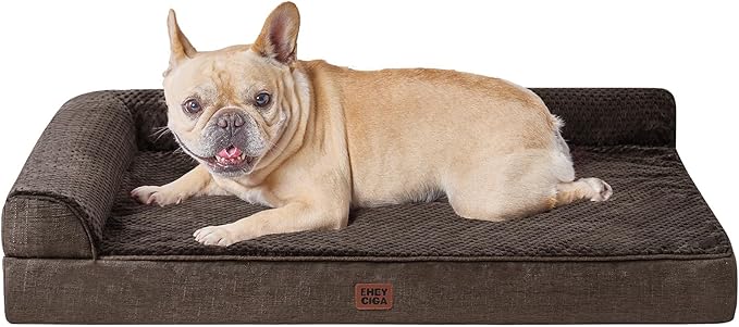 EHEYCIGA Memory Foam Dog Bed Medium Sized Dogs, Waterproof Dog Bed Orthopedic with Washable Removable Cover, Non-Slip Pet Bed Couch for Crate, 30x20x6 Inches, Brown