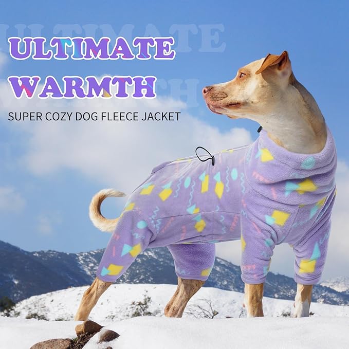 ROZKITCH Dog Fleece Coat, Pet Windproof Warm Cold Weather Jacket Vest with Luminous Zipper, Jumpsuit Apparel Outfit Clothes for Small Medium Large Dog Geometry L