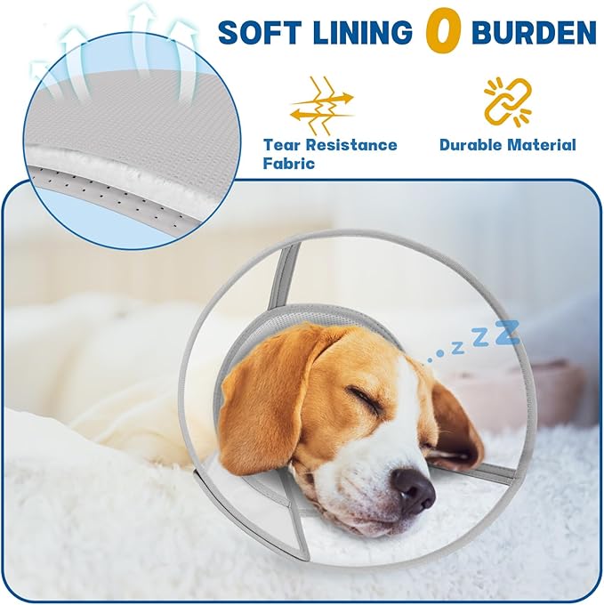 Soft Dog Cone Collar to Stop Licking, Comfortable Cones for Dogs After Surgery, Adjustabl Dog Recovery Collar for Large Medium Small Dogs