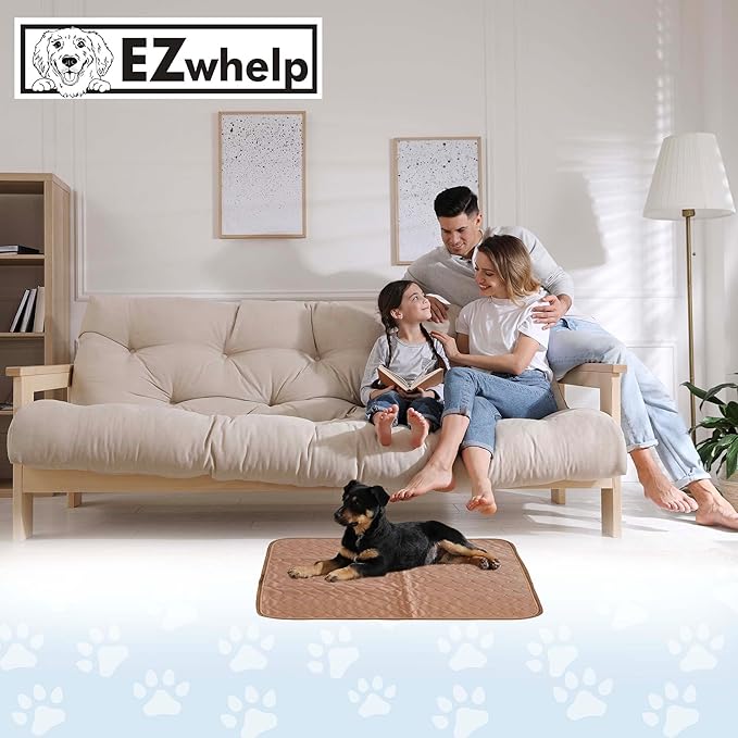 EZwhelp Reusable Dog Pee Pads - Waterproof Training Pads for Dogs - Washable & Sanitary-Rounded Corners-Laminated, Lightweight, Durable - Pet Essentials for Puppy Training and Whelping - 27"x32"