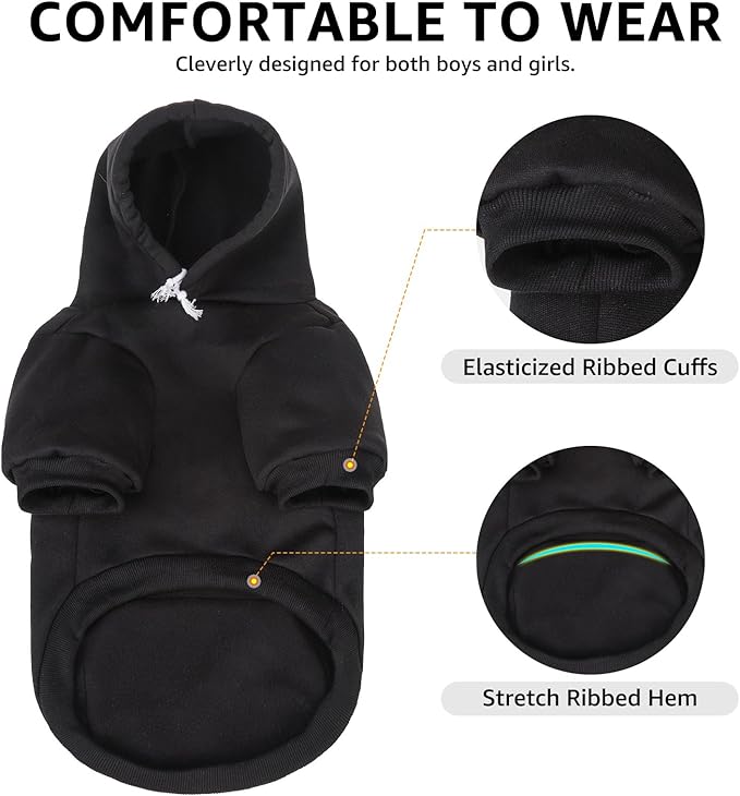 SCENEREAL Thanksgiving Dog Hoodie with Leash Hole Male Female - Warm & Soft Fleece Pet Sweater Clothes Sweatshirt with Leaf Pattern, Cold Weather Coat for Small Medium Large Dogs Puppies, L