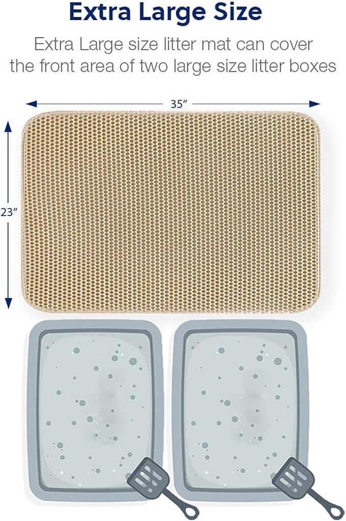 WePet Cat Litter Mat, Kitty Litter Trapping Mat, Honeycomb Double Layer Mats, No Phthalate, Urine Waterproof, Easy Clean, Scatter Control, Catcher Litter Tray Box Rug Carpet